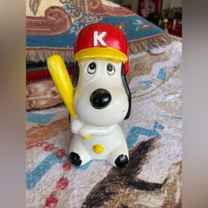 Vintage Baseball Kansas City Athletics Ceramic Droopy Dog Coin Bank 8”